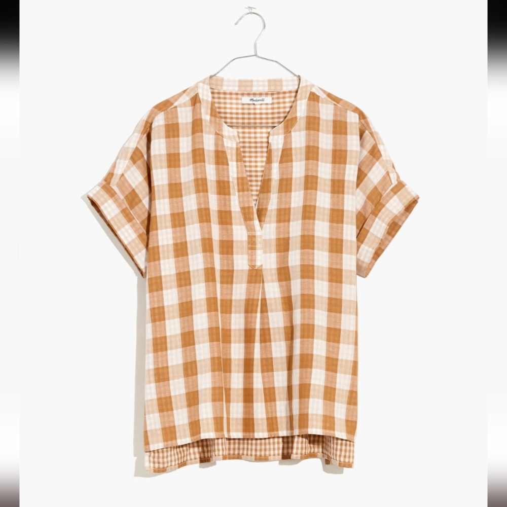Madewell Lakeline Popover Shirt in Double-Faced Gingham Size 1X